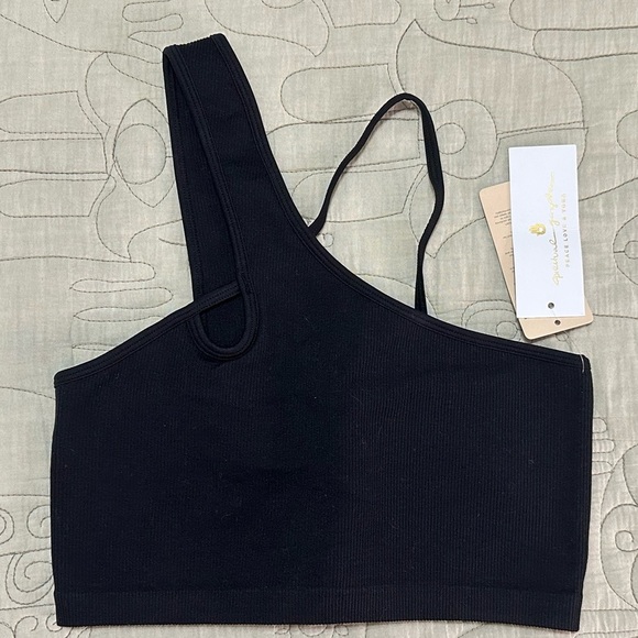 NWT Spiritual Gangster Kaci Asymmetric Seamless Crop M Black - Picture 4 of 7